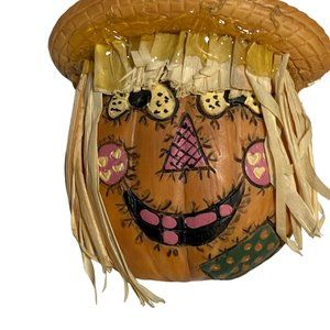 Scarecrow Pumpkin Lapel Pin Straw Hair